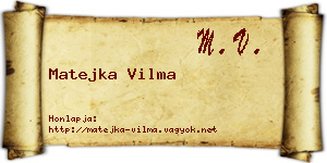 Matejka Vilma névjegykártya